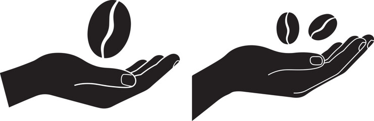 Obraz premium Hands catching falling coffee beans silhouette