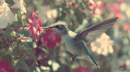Fototapeta premium hummingbird feeding on a flower