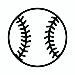 Simple black and white line drawing of a baseball