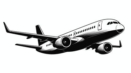 Detailed sketch of a modern passenger jet in flight