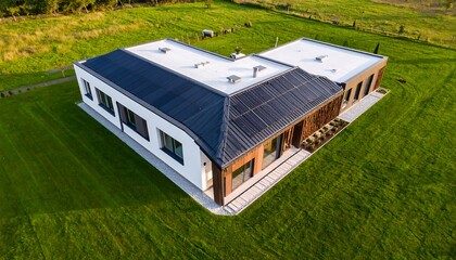 Fototapeta premium Modern House Aerial View