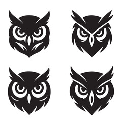 Owl Head Vector Icon Set