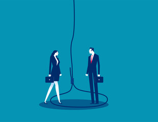 Trap. Business person with partner are trapped