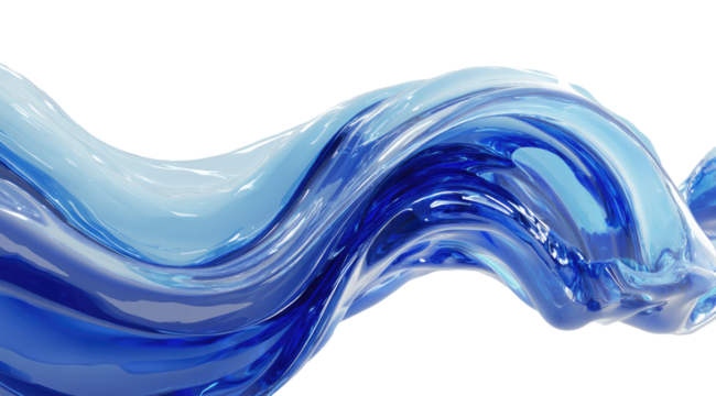 Fluid, dynamic waves of azure and white liquid
