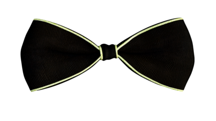 Stylish black bow tie with bright neon trim, elegant accessory, cut out transparent