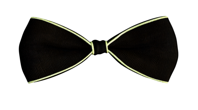 Stylish black bow tie with bright neon trim, elegant accessory, cut out transparent - Powered by Adobe