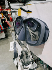 Diving masks displayed for sale in a sporting goods store at a shopping center