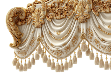 Ornate drapery with gold detailing