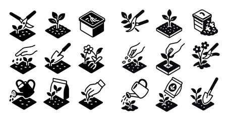 Naklejka premium Gardening Techniques Icons