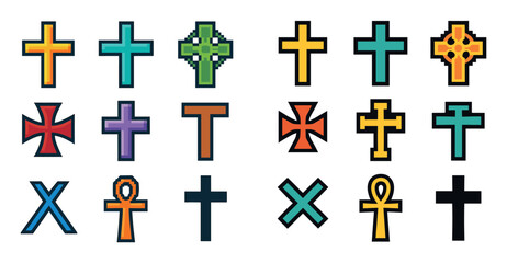 Obraz premium Pixel Cross Icons