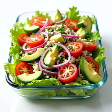 Fresh Greek Salad with Tomatoes, Cucumbers, and Feta Cheese
