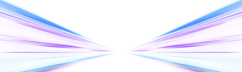 Neon stripes in the form of drill, turns and swirl. Illustration of high speed concept. Image of speed motion on the road. Abstract background png in blue and purple neon glow colors. © ikril