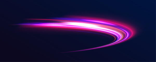 	
Vibrant neon waves on dark backdrop, ideal for modern design projects. Neon color glowing lines. Electric car and city concept Hitech communication concept innovation background, vector design.	
