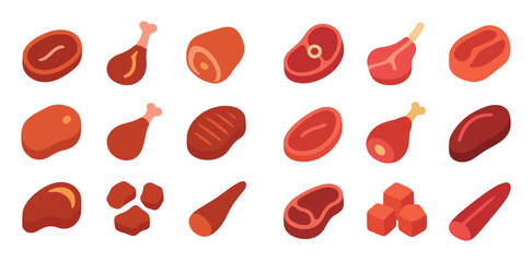 Colorful Meat Icons