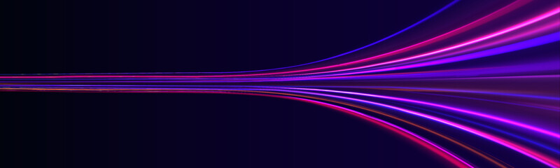 High-speed light line in the form of a road and a highway in a night city. Vortex streams of neon light. Energy flow tunnel. Blue portal, platform. Magic circle vector.  © ikril