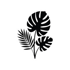 Minimalist black and white tropical leaf illustration
