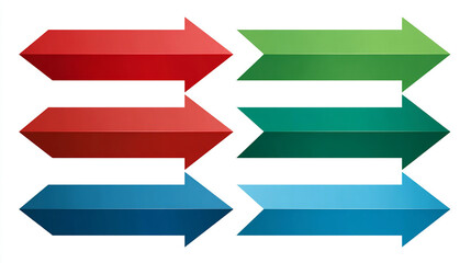 Fototapeta premium Colorful Arrow Graphics: Red, Green, Teal, Blue Directional Indicators for Presentations & Designs