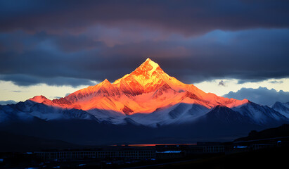 Majestic Mountain Peak at Sunrise