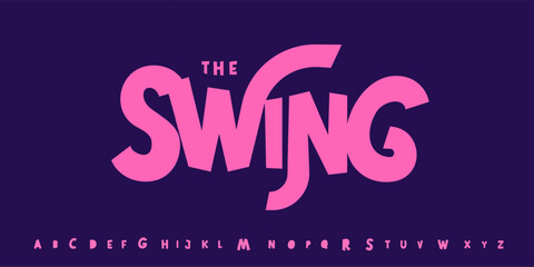 Funky swing font, bouncy cartoon letters, curly festive alphabet, playful summer typeface, fun kids branding typography, creative typographic design. Vector typeset.