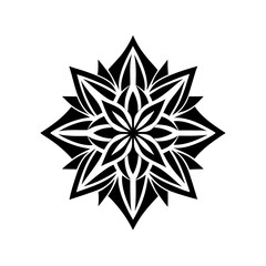 Abstract floral ornament featuring a vector snowflake and an abstract flower design with decorative elements and nature-inspired patterns