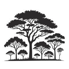 African Trees - Minimalist Black & White Nature Silhouette Pack