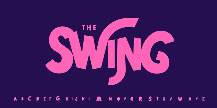 Funky swing font, bouncy cartoon letters, curly festive alphabet, playful summer typeface, fun kids branding typography, creative typographic design. Vector typeset.