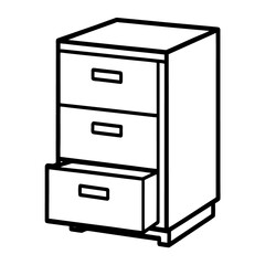 3d render of a modern office cabinet with open drawers, used for filing and secure document storage