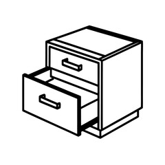 Vector illustration of a modern set of furniture with a locked black metal cabinet