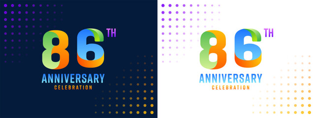 86th anniversary background with colorful numbers