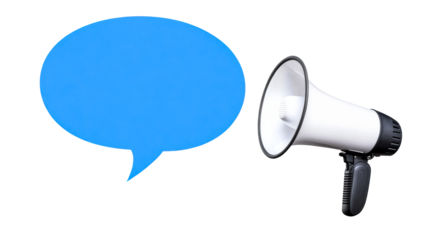Megaphone with speech bubble on transparent background