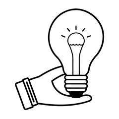 The bright glass bulb icon represents a creative solution, symbolizing an innovative and powerful idea