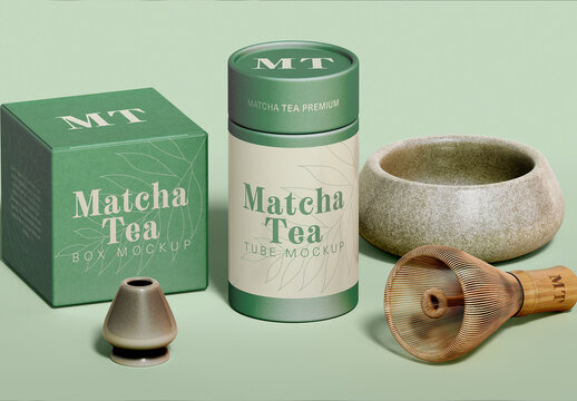Matcha Tea Set Mockup