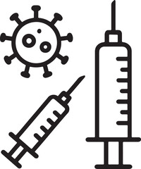Vaccination Campaign Conceptual Illustration Featuring Syringes and Virus Symbolizing Immunization Efforts to Combat Viral Infections Globally