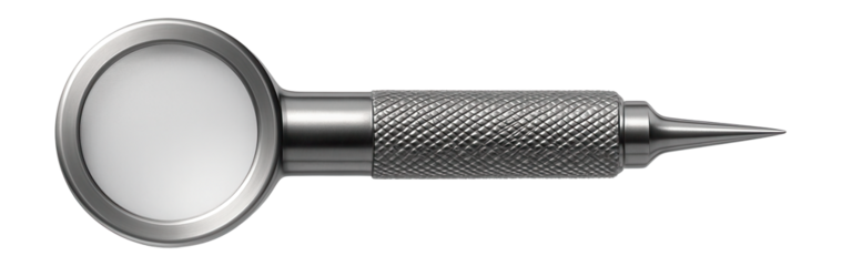 Stainless steel lens gauge with a knurled grip for durability in a production line.