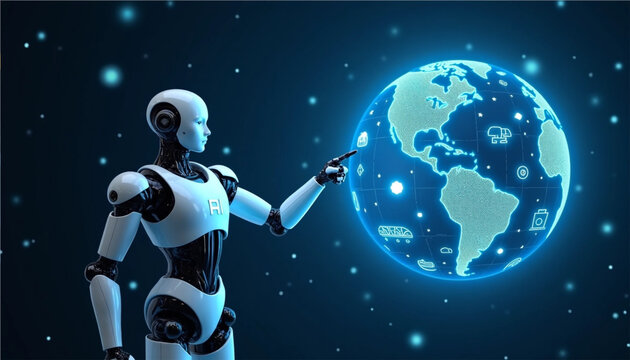  "Futuristic Humanoid Robot Interacting with Cloud Technology
