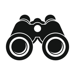 Black silhouette of binoculars with a central focus wheel isolated on white background silhouette