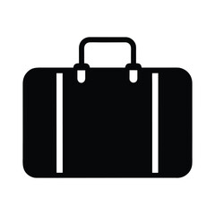 Black silhouette of a travel suitcase with a handle isolated on white background silhouette