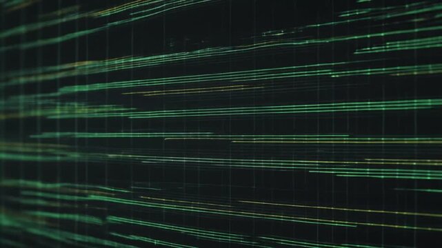 Abstract Futuristic Matrix Data Stream Background with Green Digital Lines Effect