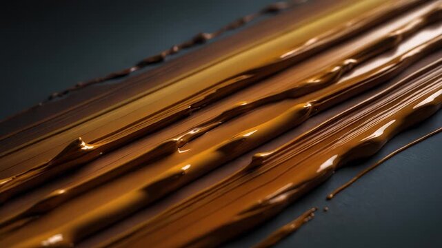 Amber-Brown Paint Streaks on Dark Surface