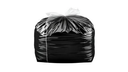 Full Black Garbage Bag, Isolated Against Black, cut out transparent