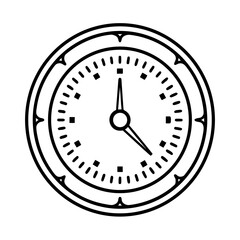 Black vector clock icon isolated on white background showing time and alarm concept in business style design
