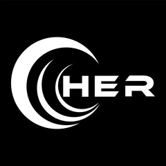 HER letter design. HER letter technology logo design on a Black background. HER Monogram logo design for an entrepreneur and business	
