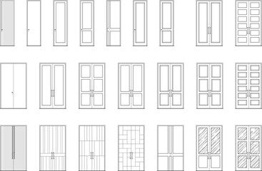 Collections Modern Single and Double Door Architectural Drawing. 2