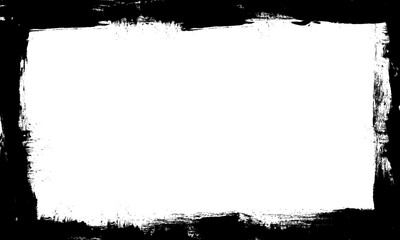 black ink brush painting blank frame border picture artistic grunge graphic element