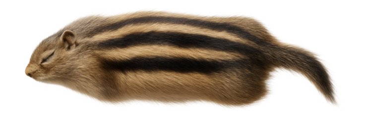 Striped ground squirrel pelt featuring a mix of tan and black stripes along the back