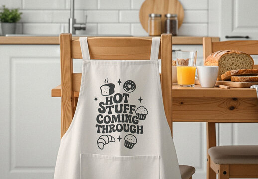 White Kitchen Apron Mockup