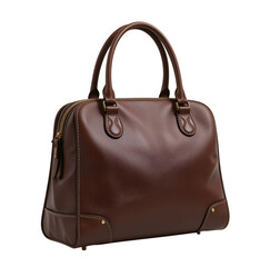Naklejka premium Classic Brown Leather Handbag Isolated on Transparent Background