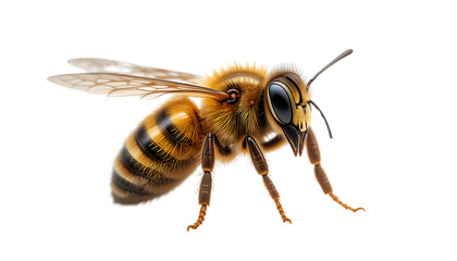 Realistic Honey Bee Isolated on Transparent Background


