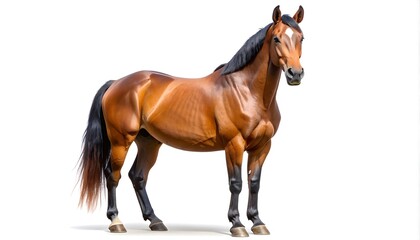 Obraz premium A magnificent horse, full-body, standing tall against white