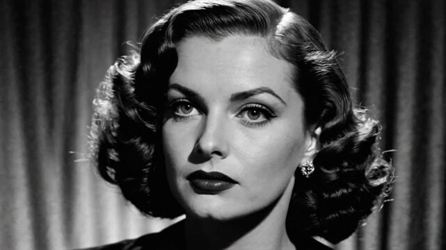 Classic Beauty Shines in Monochrome Elegance During a Captivating Moment of Vintage Glamor Generative AI